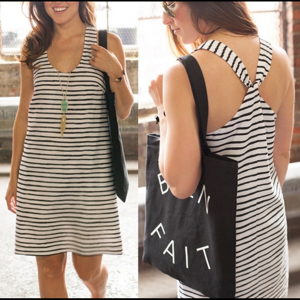 J. Crew Twisted Back Dress in Stripe - Size 10